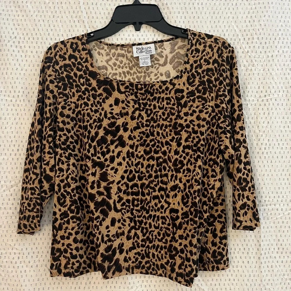 Vintage Style & Co Cheetah Print Shirt sz L - Picture 1 of 3